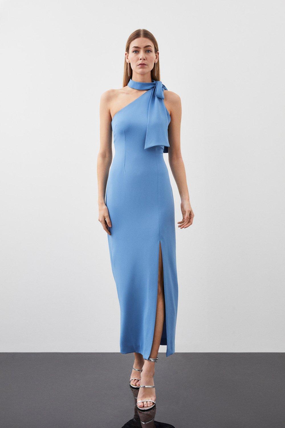 Soft Tailored Tie Neck Midi Dress Karen Millen